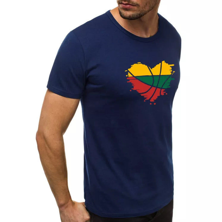 Dark blue men's T-shirt Heart