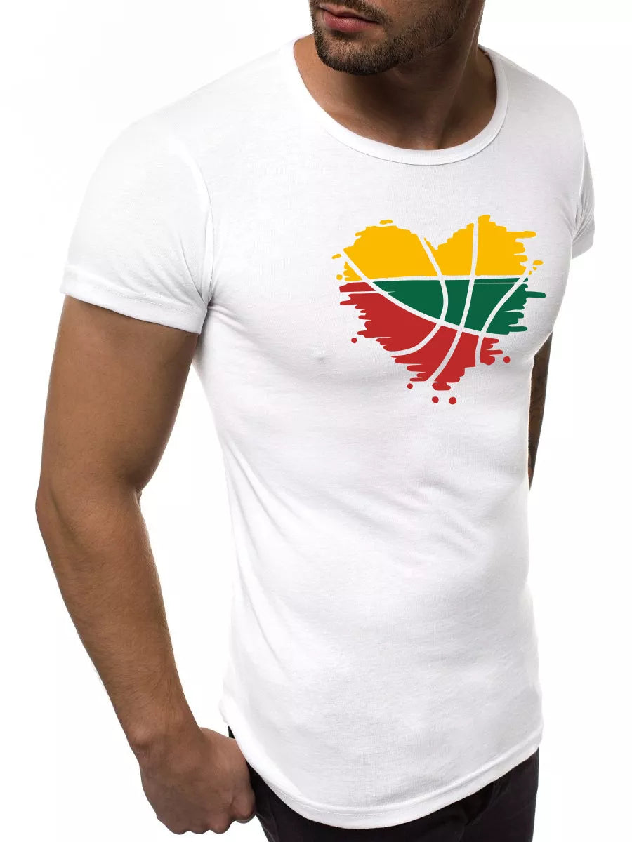 White men's T-shirt Heart