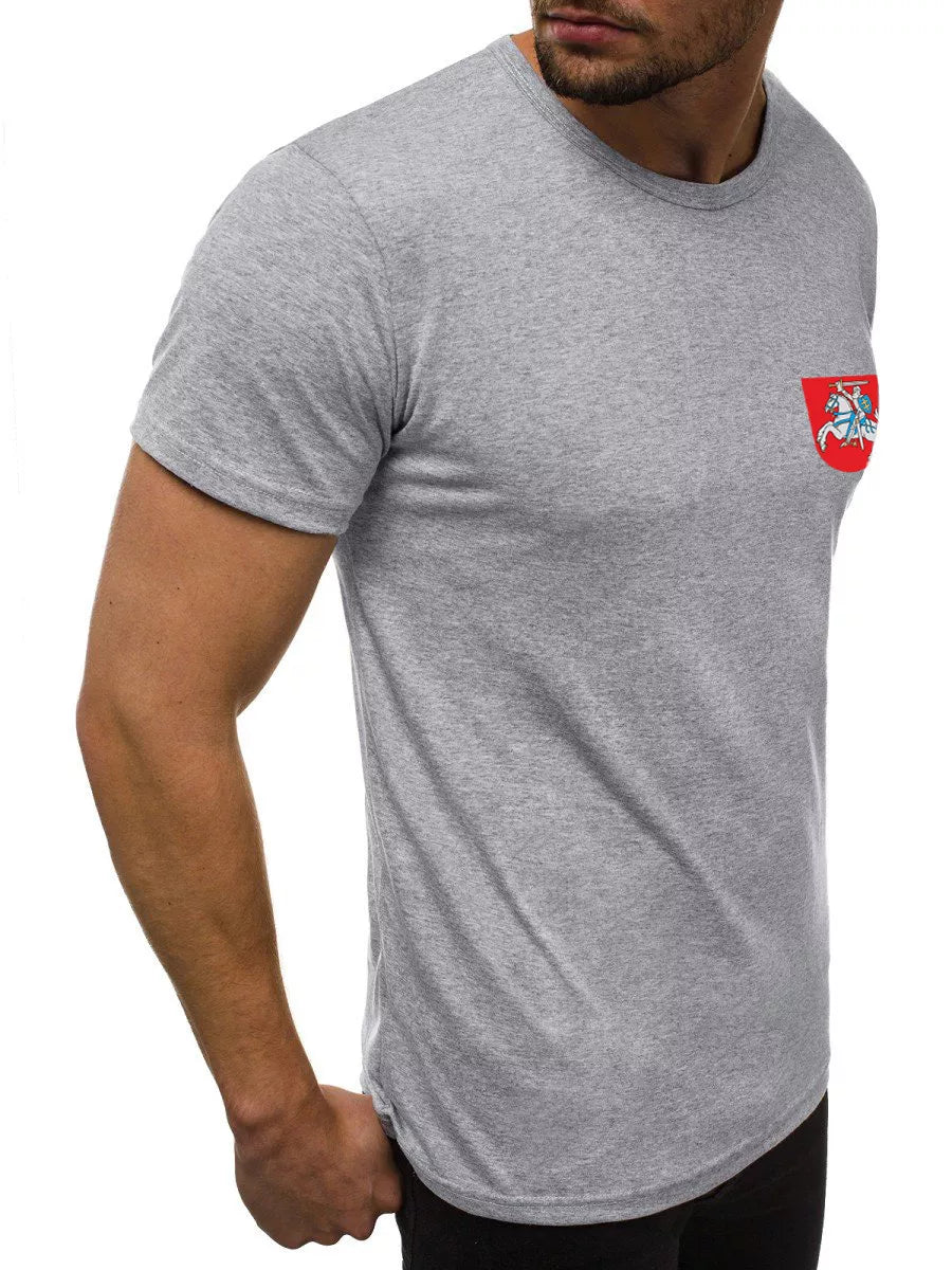 Men's gray T-shirt Coat of arms