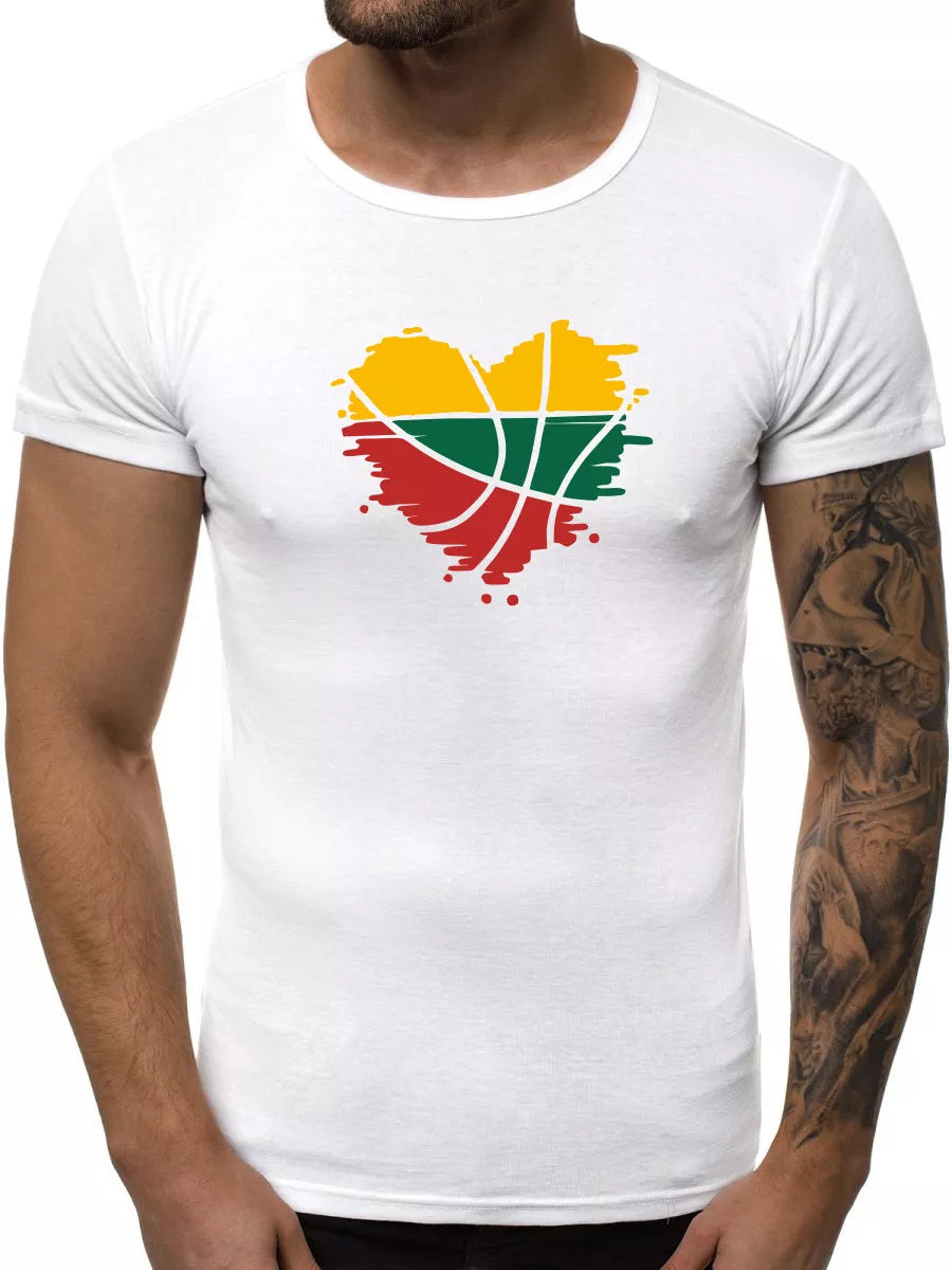 White men's T-shirt Heart