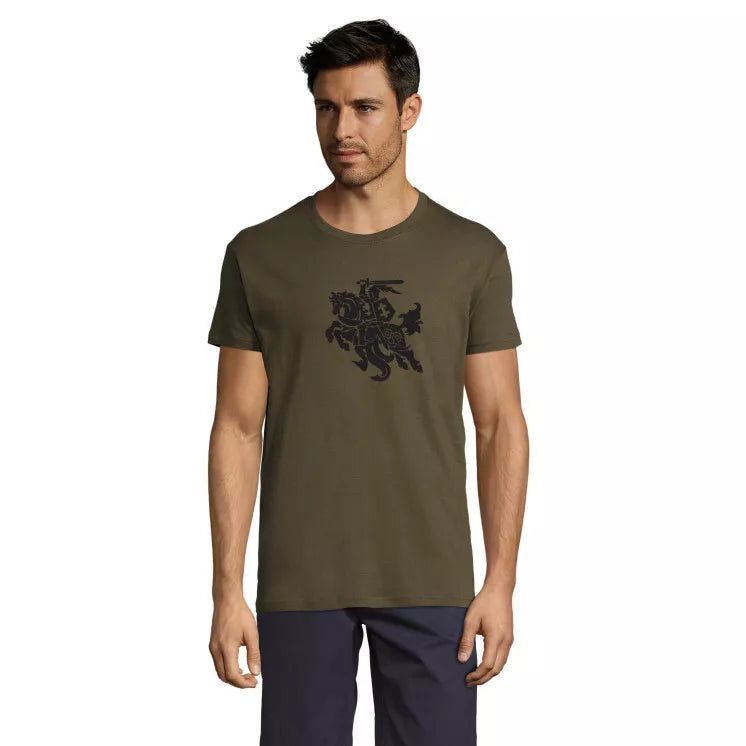 Dark green men's T-shirt VYTIS black