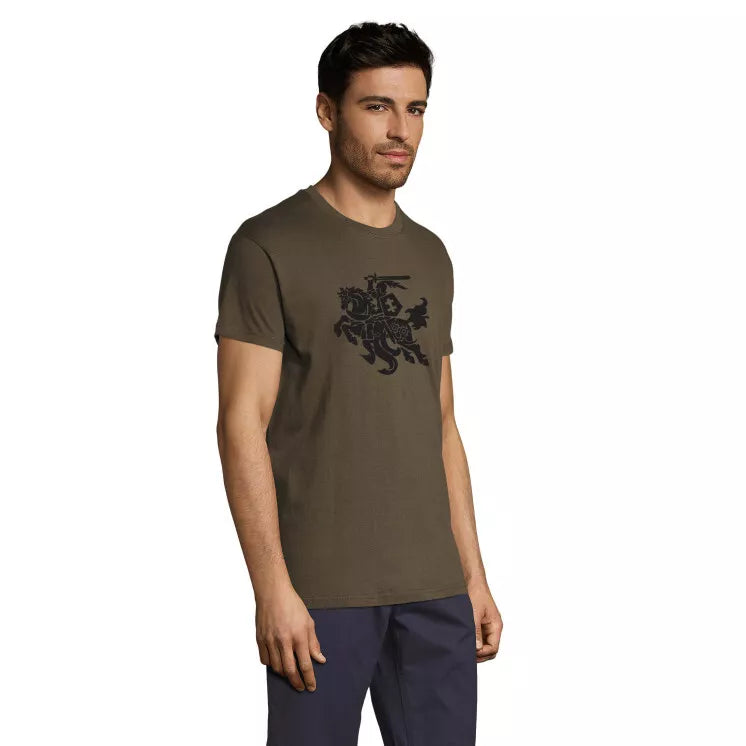 Dark green men's T-shirt VYTIS black