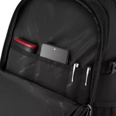 Wanderlust black travel backpack for airplanes
