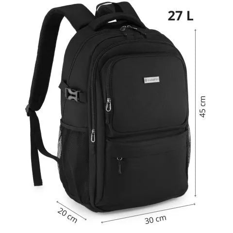 Wanderlust black travel backpack for airplanes