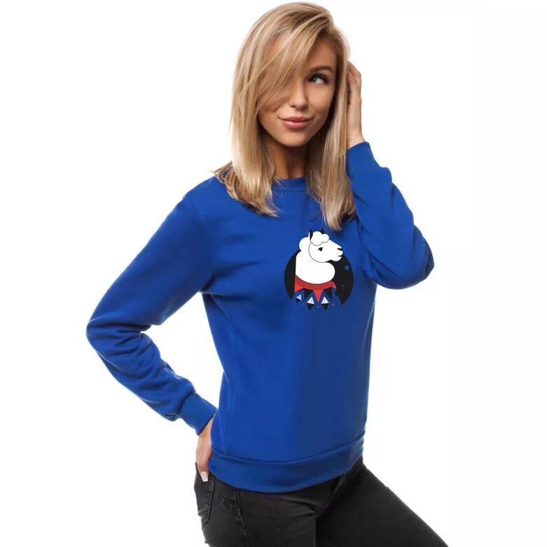 Blue women's sweatshirt without a hood Lama
