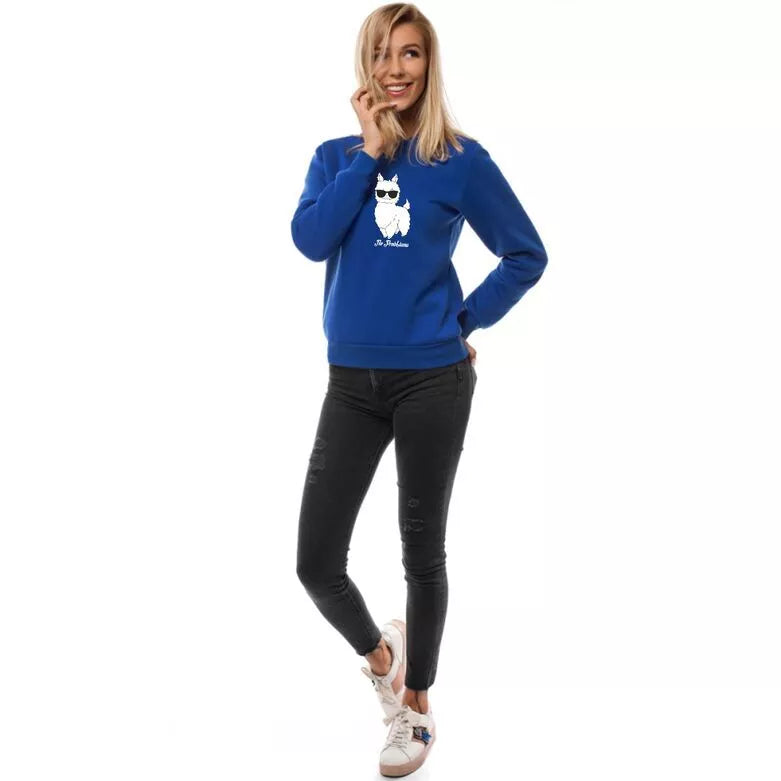 Blue women's hoodie No ProbLama