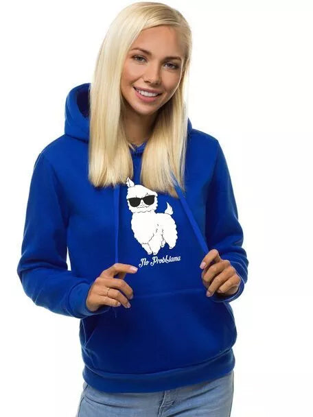Blue women's hoodie No ProbLlama