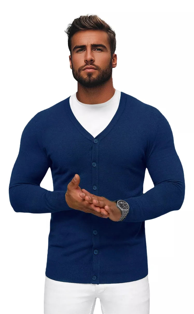 Men's blue button-down sweater Otom